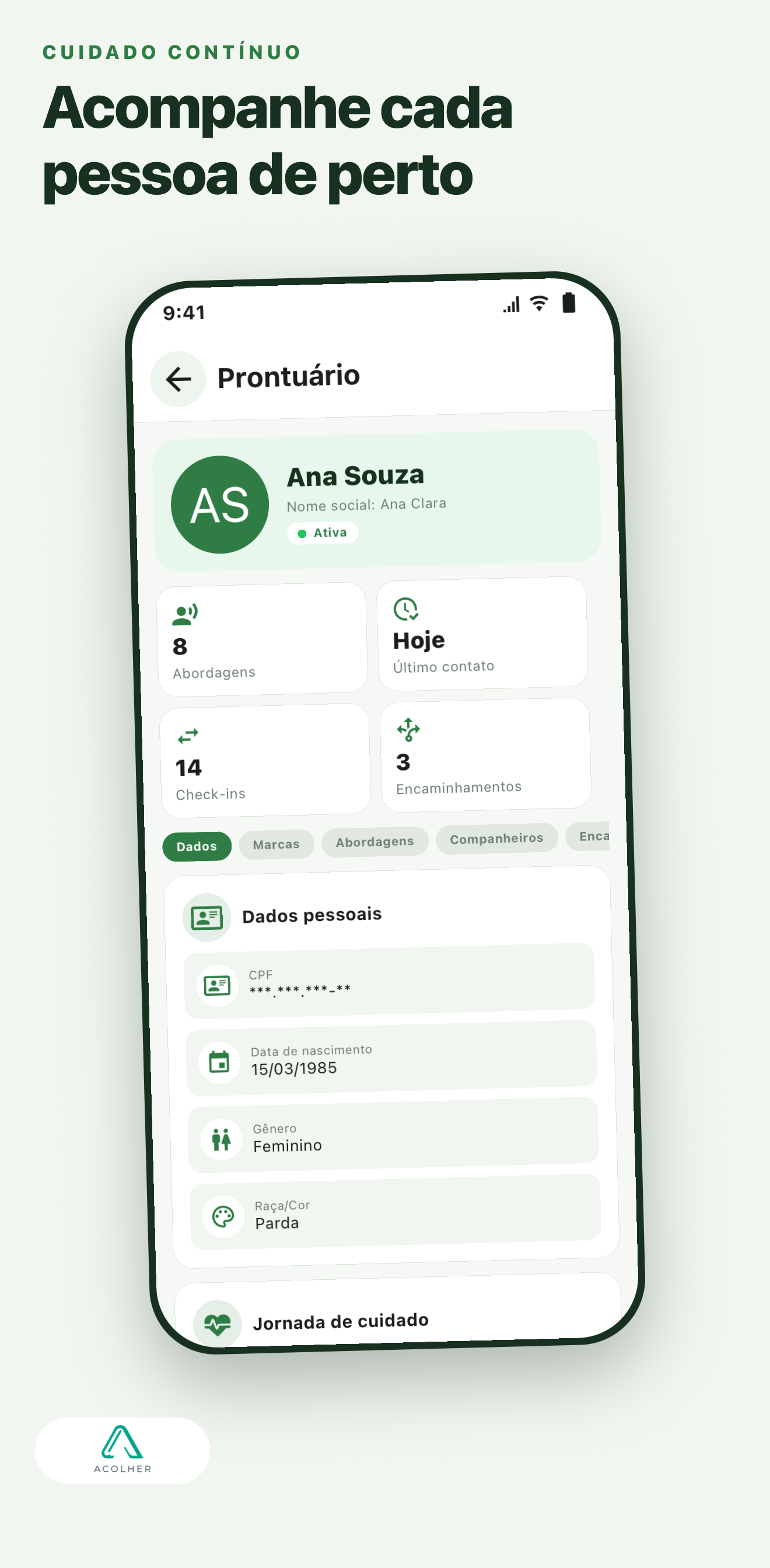 Acolher — Ficha da pessoa