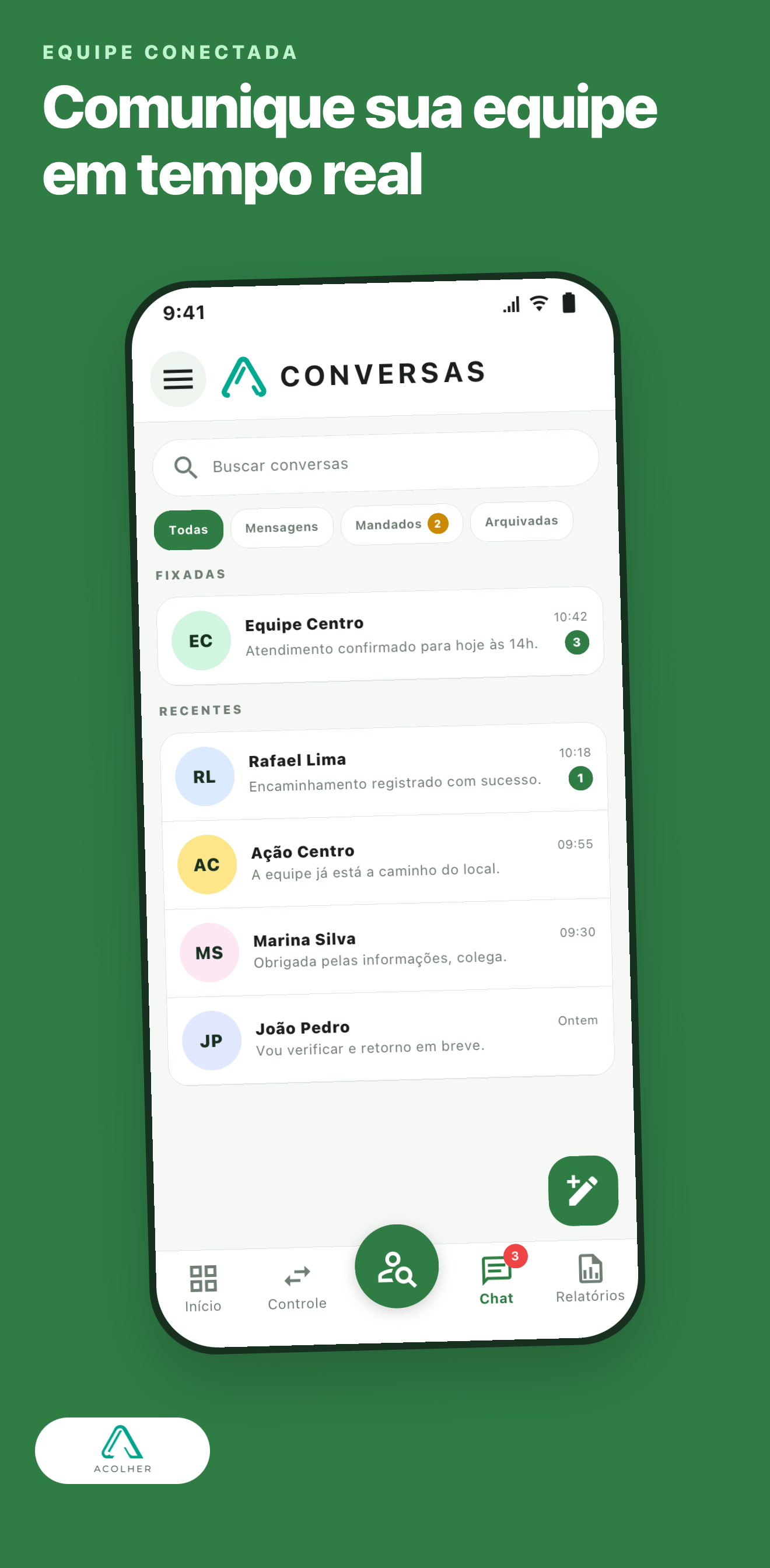 Acolher — Chat da equipe